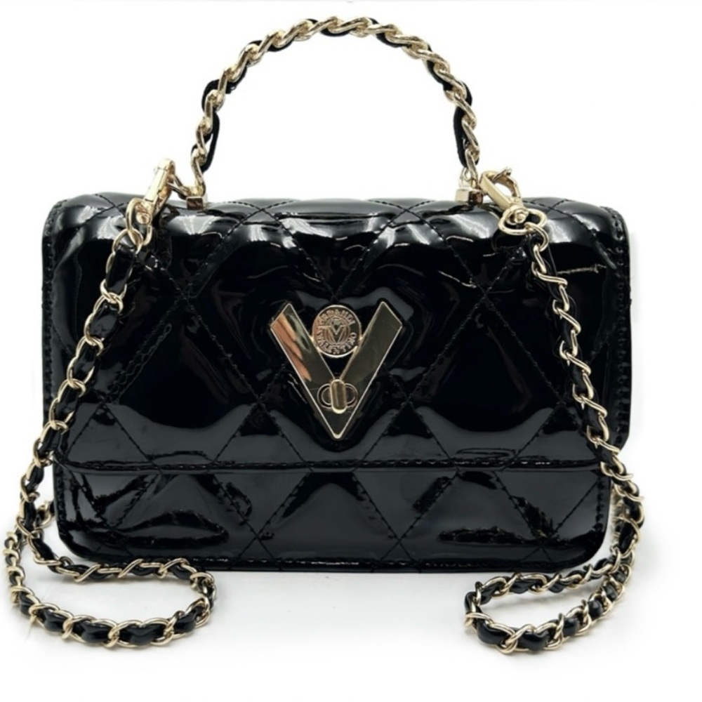 Valentino Orlandi Black Patent Leather Crossbody Bag